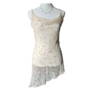 Vintage Sheer Floral Asymmetrical Cottagecore Fairy Women’s Small Slip Dress